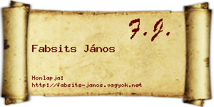 Fabsits János névjegykártya